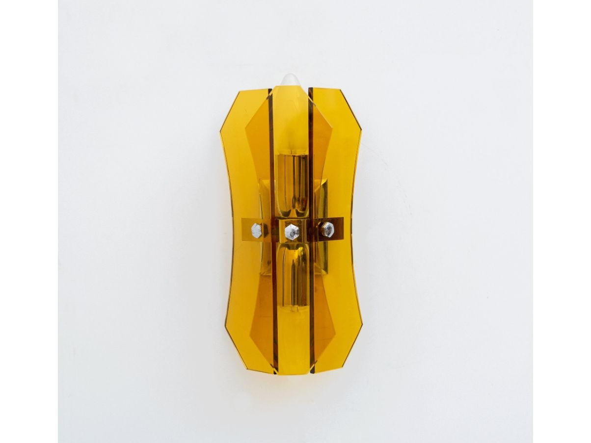 Set 2 appliques vintage gialle in vetro di Murano (anni'70), Deesup