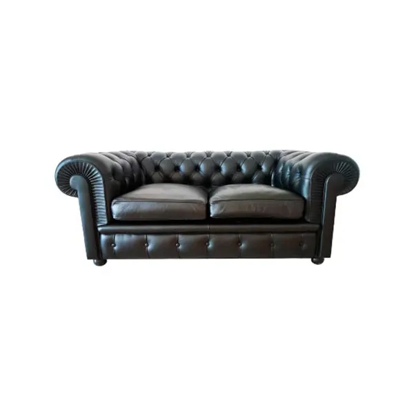 Iconic 2 seater Chester sofa in leather (black), Poltrona Frau image