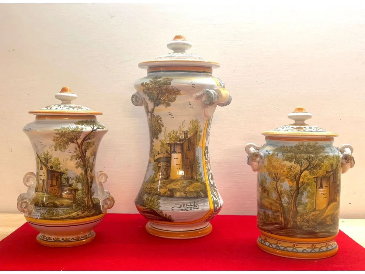 Set of 3 polychrome ceramic vases 2