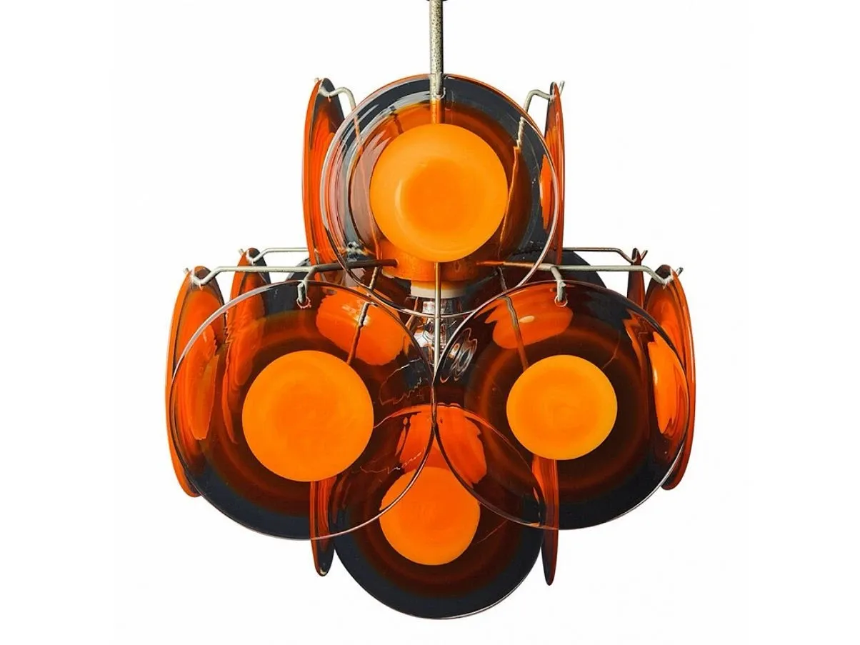 Chandelier with vintage Murano glass discs (1970s), image