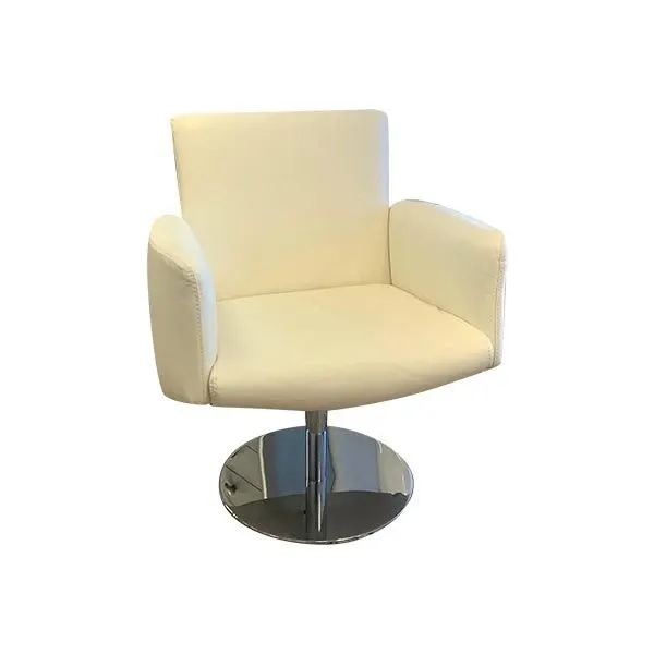 Poltroncina Wait girevole in pelle (bianco), Calligaris 