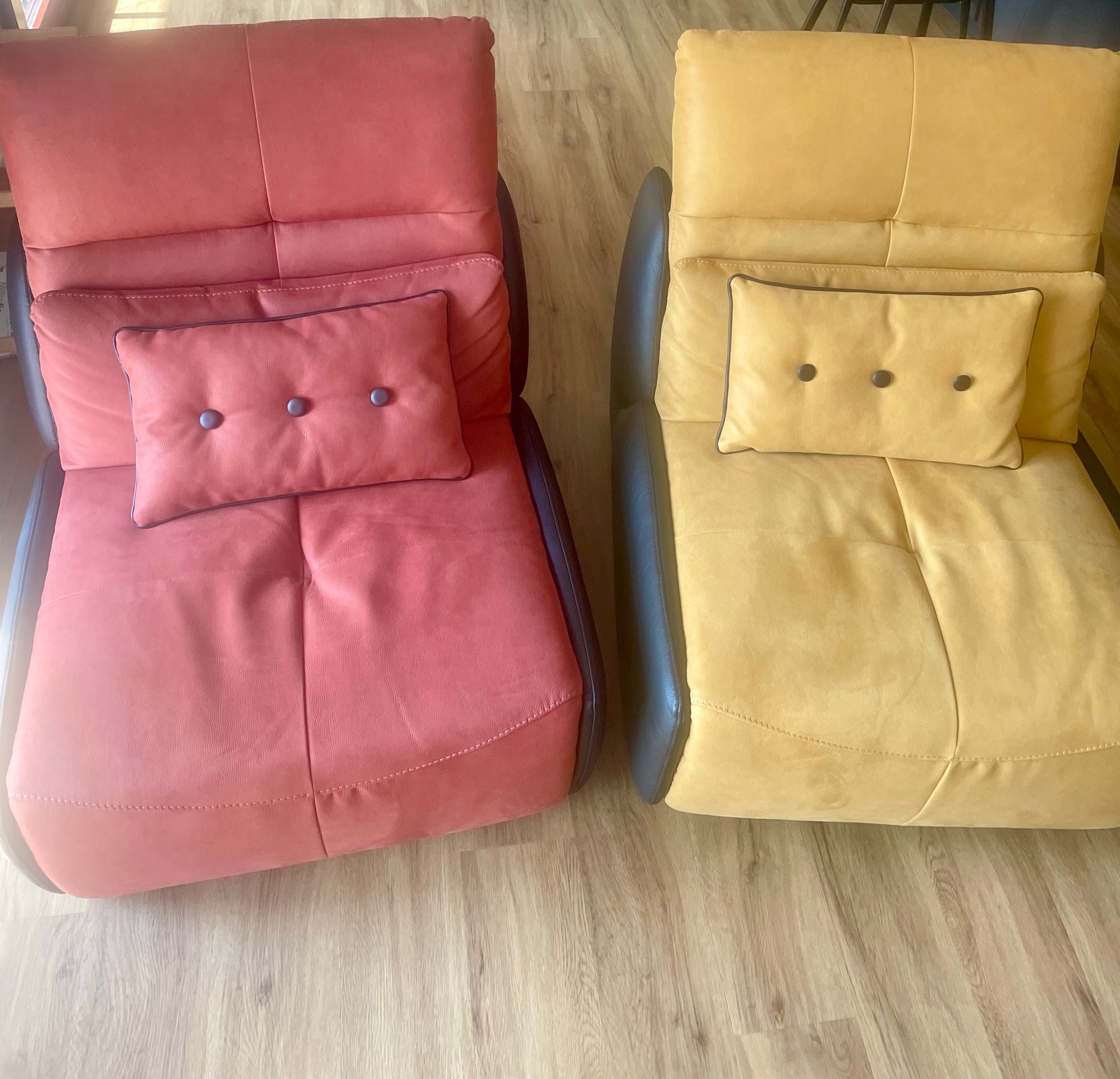 Set of 2 modular Selfy armchairs in fabric (yellow/brick) Main