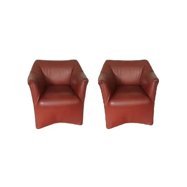 Set of 2 Temptation 684 armchairs in red leather, Cassina image