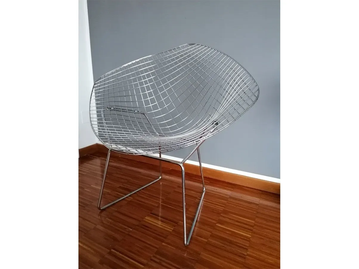 Sedia Diamond con struttura in filo acciaio cromato, Alivar 5