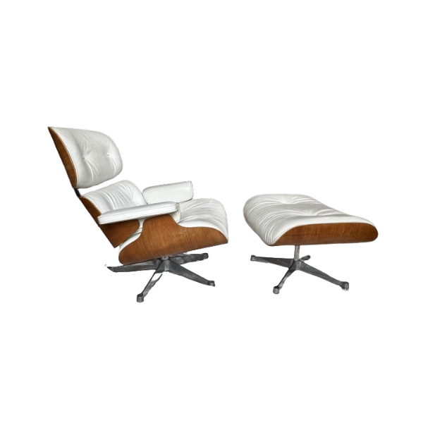 Chaise longue Eames Lounge Chair de piel blanca image