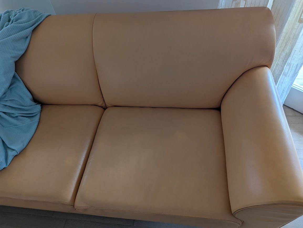 Eos 3-Seater Orange Leather Sofa by Luciano Pagani and Angelo Perversi Main