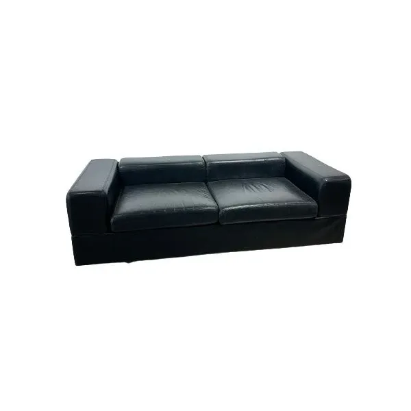 2 seater sofa bed in black leather, Cinova image