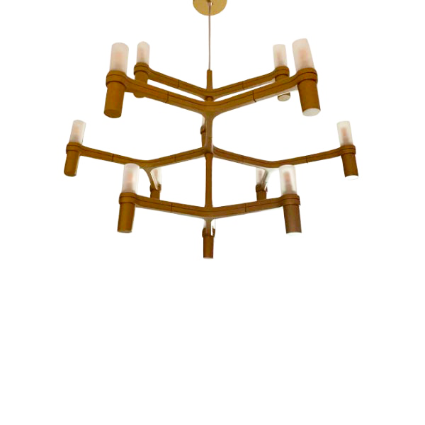 Crown Minor chandelier in satin aluminum (gold), Nemo image