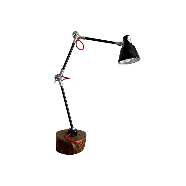 Table lamp in wood and industrial iron, Seminara Turin image