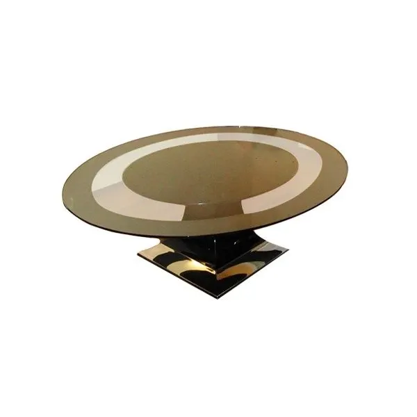 Tavolo ovale Base Quadra legno e cristallo (nero), Azucena image