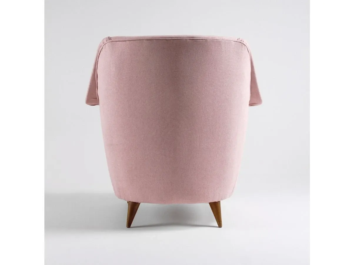 Poltrona vintage in tessuto rosa (anni '50),  6