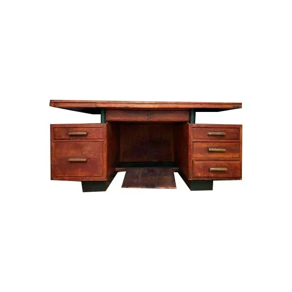 Vintage ministerial desk in linoleum and wood, image