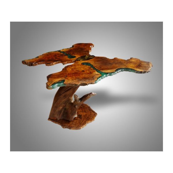 Butterfly coffee table in wood and resin, image