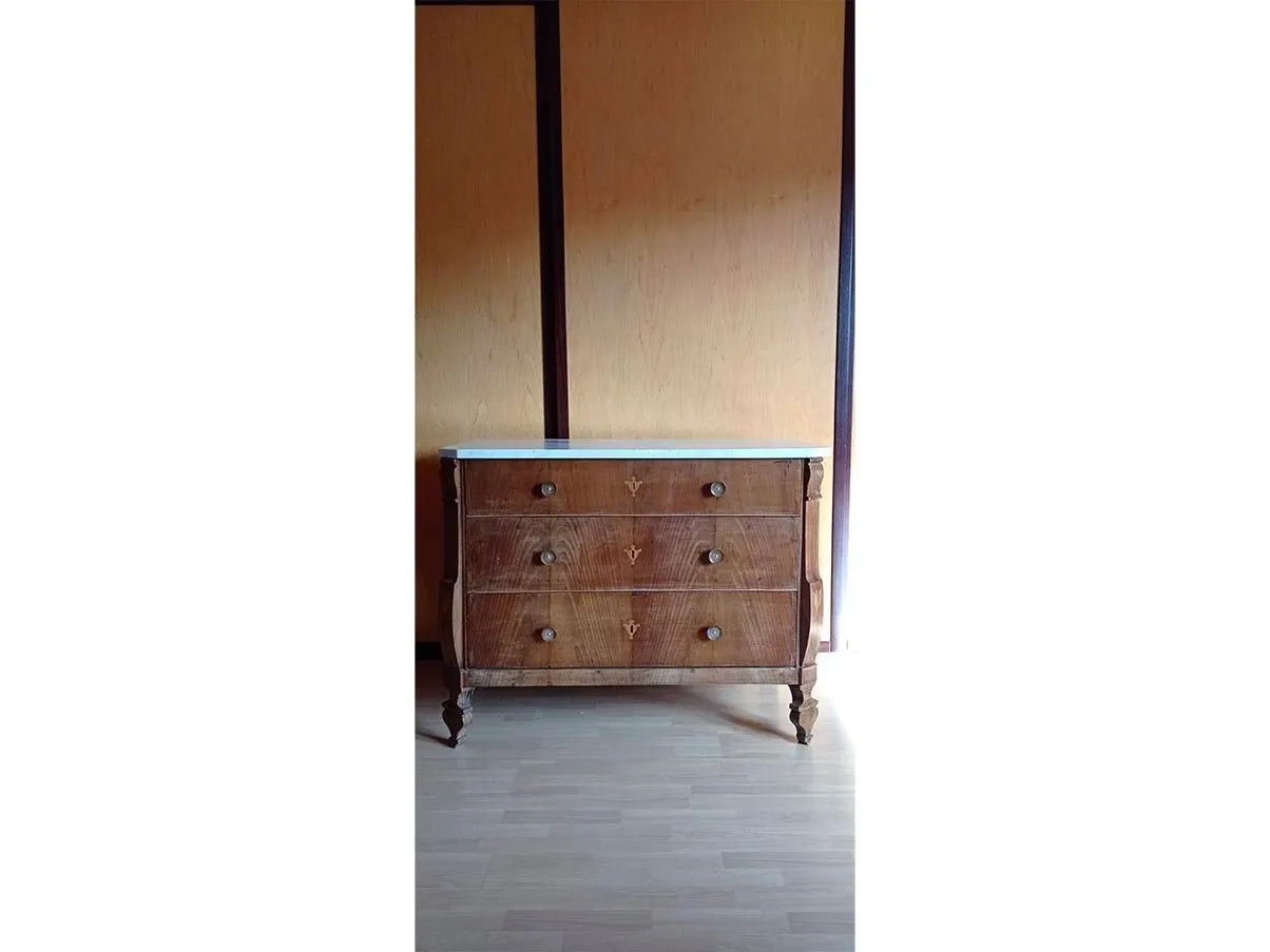 Cassettone vintage Luigi Filippo in noce ('800), 5