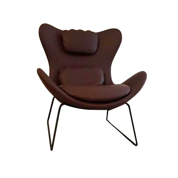 Lazy Sessel aus Metall und Leder (lila) 