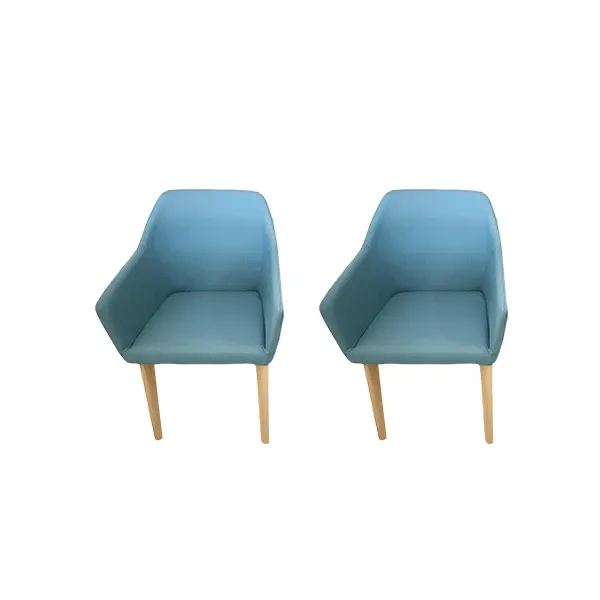 Set of 2 Trafic armchairs in eco-leather (light blue), Zamagna image