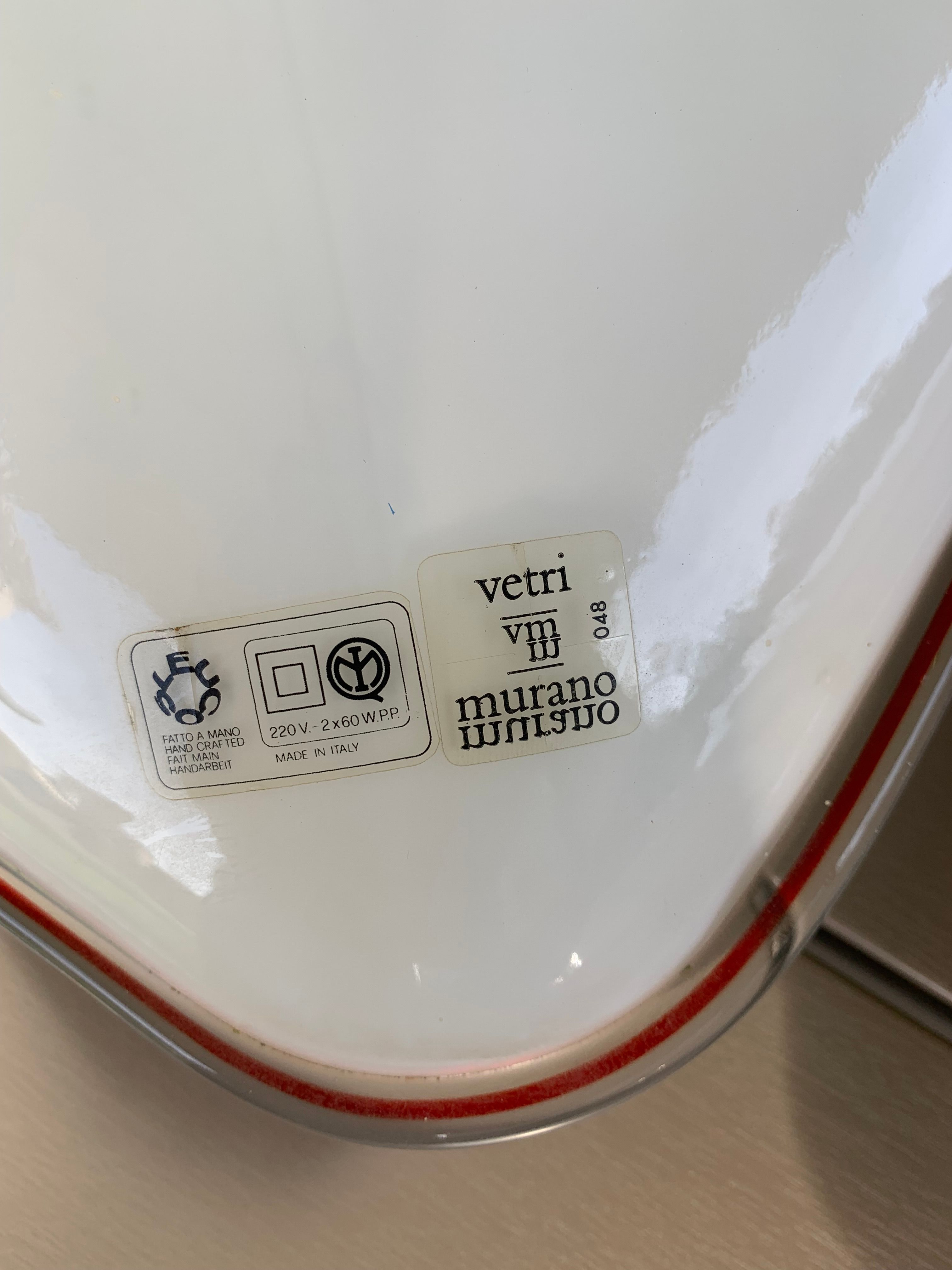 Plafoniera in vetro di Murano bianco (anni '70) Brand