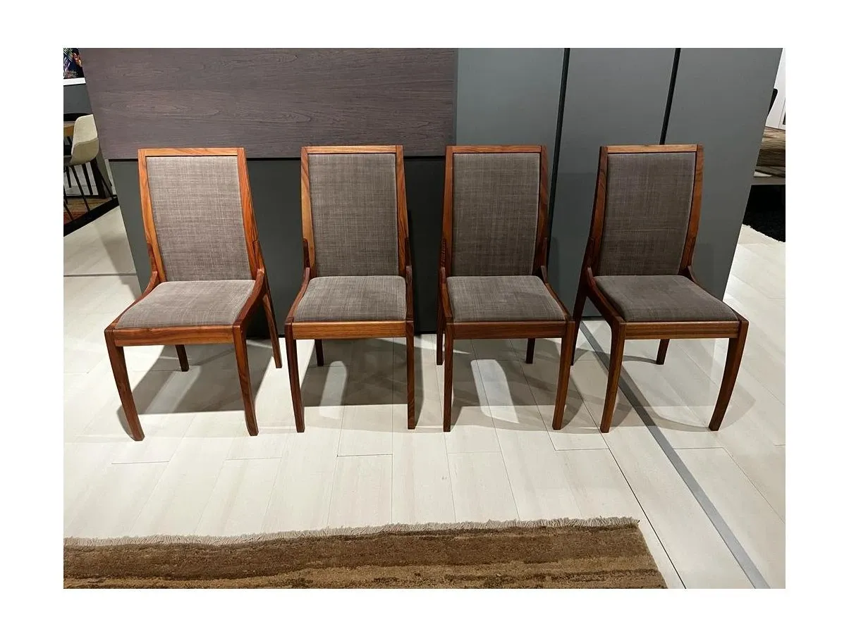 Set of 4 chairs in walnut and fabric, Arte Botto 2