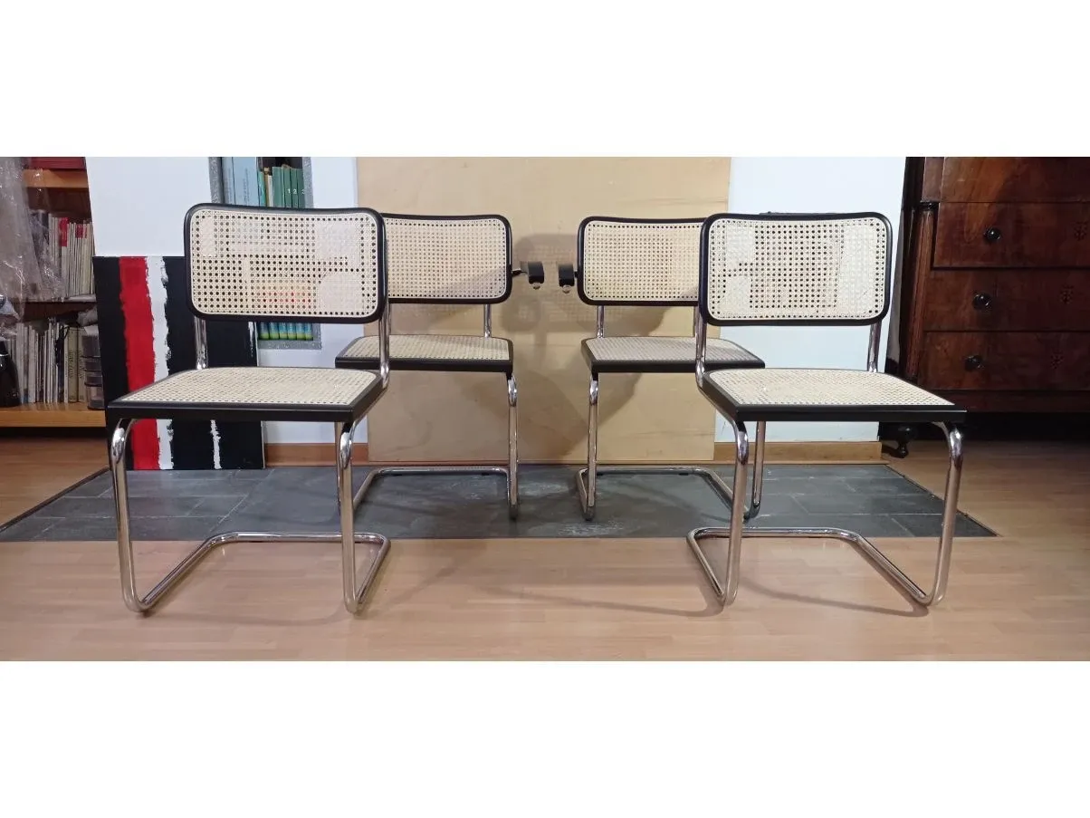 Set 4 sedie Cesca in faggio nero di Marcel Breuer, MDF Italia 2
