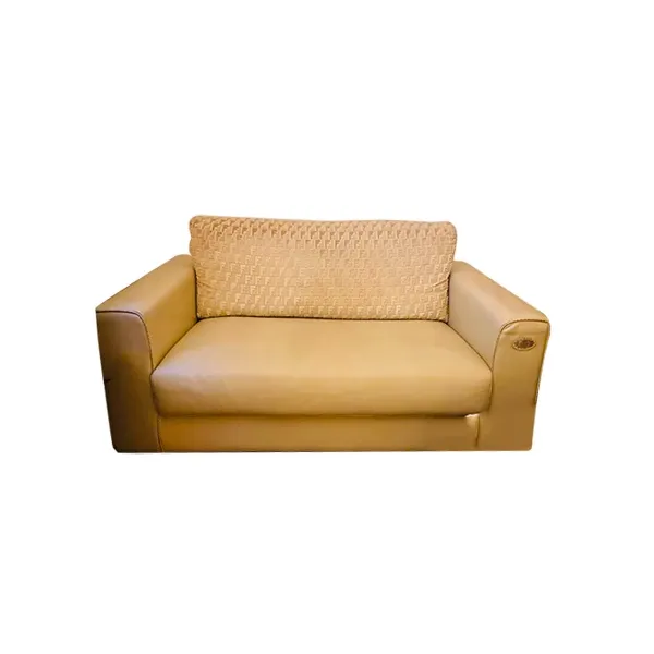 2 seater sofa covered in leather and velvet (beige), Fendi image