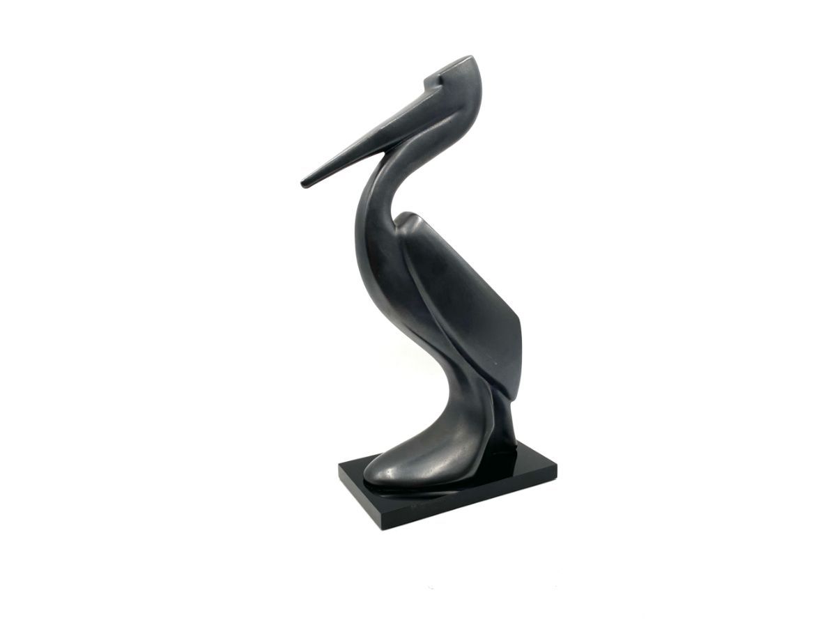 Vintage ceramic and wood Pellicano sculpture (1970s) 6