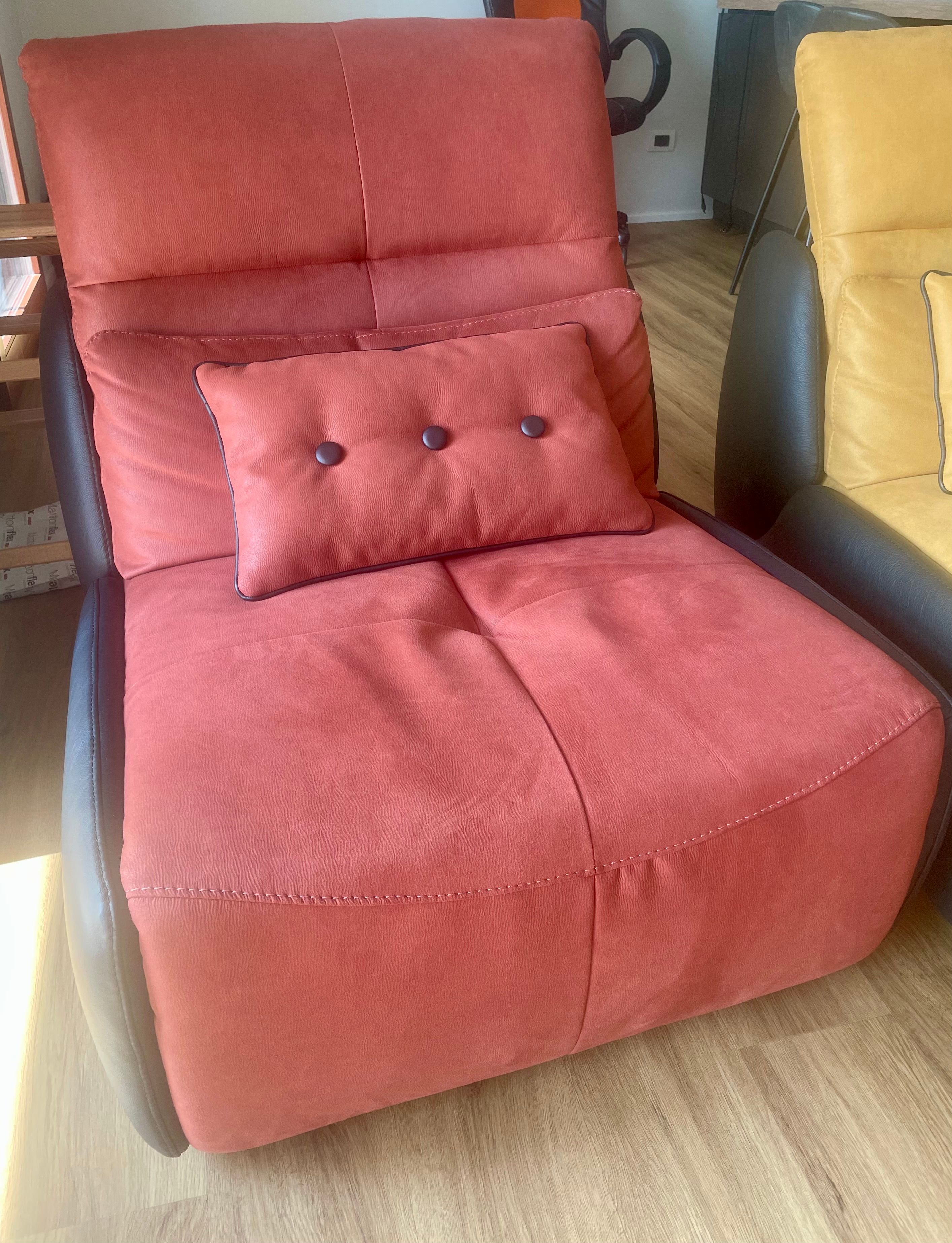 Set of 2 modular Selfy armchairs in fabric (yellow/brick) Side