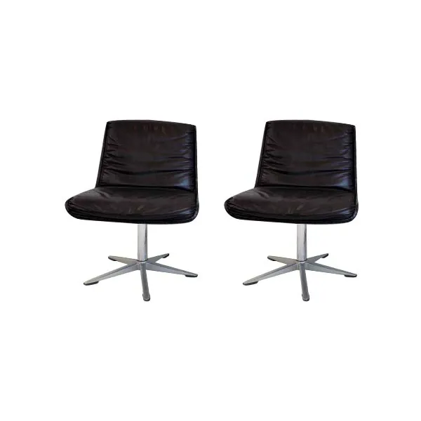 Set of 2 Delta Design leather (black) dining chairs, Wilkhahn image