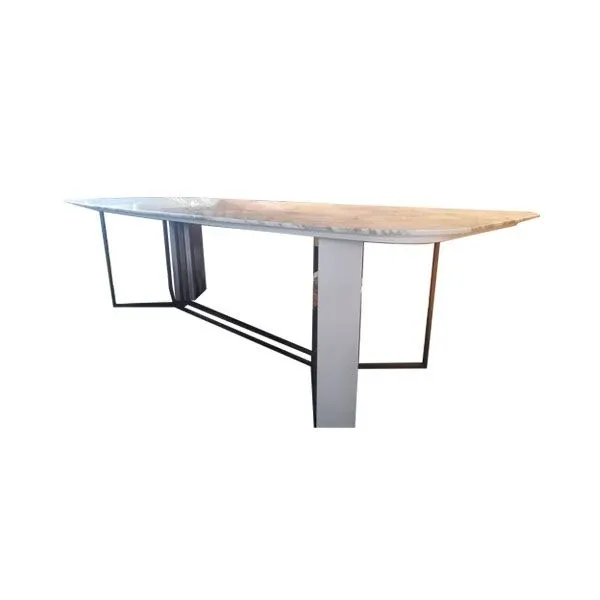 Rectangular table Plinto Calacatta marble and brass, Meridiani image