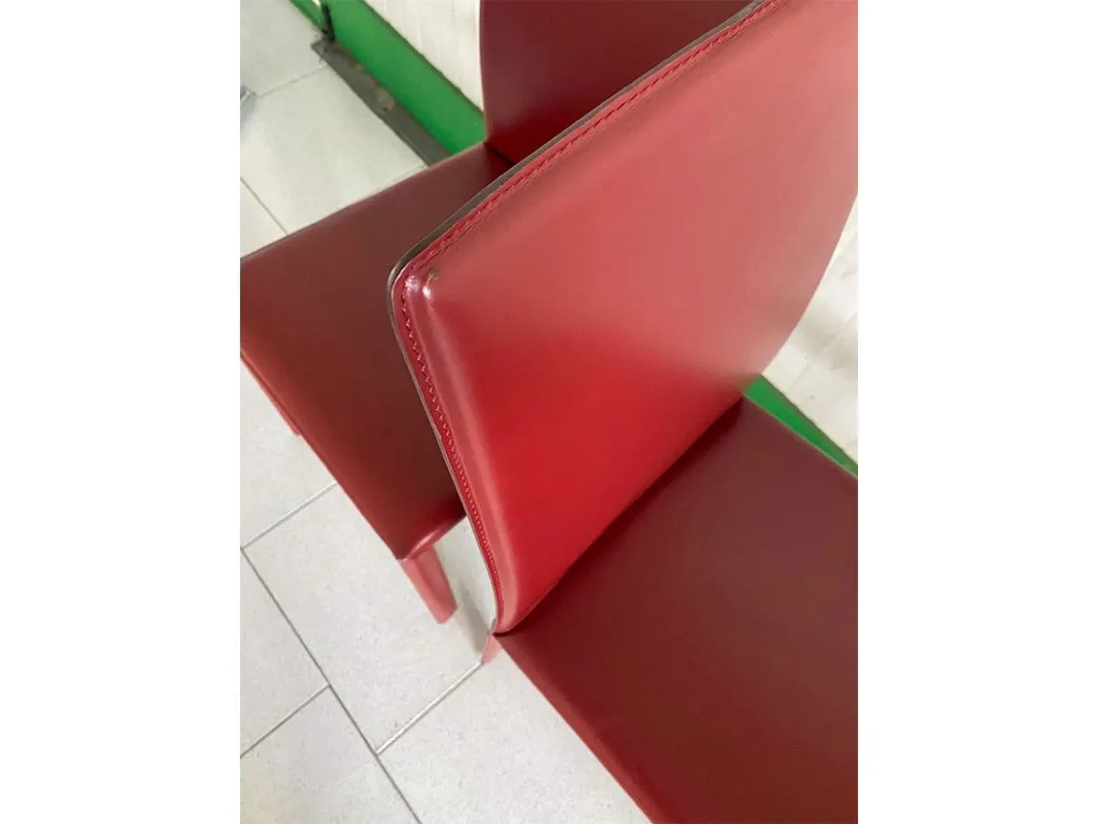 Sedia Bordeaux metallo rivestito in cuoio (bordeaux), MD Work 1