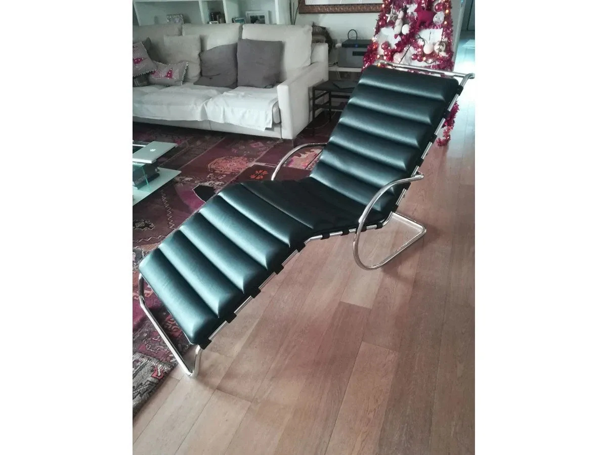 Chaise Longue MR di Mies van der Rohe in pelle (nero), Knoll 2