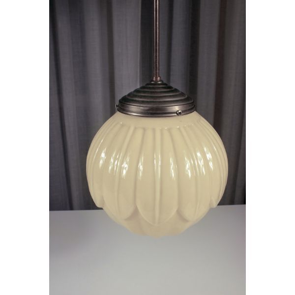 Lampada da soffitto Art Déco in vetro e alluminio (anni '30), image