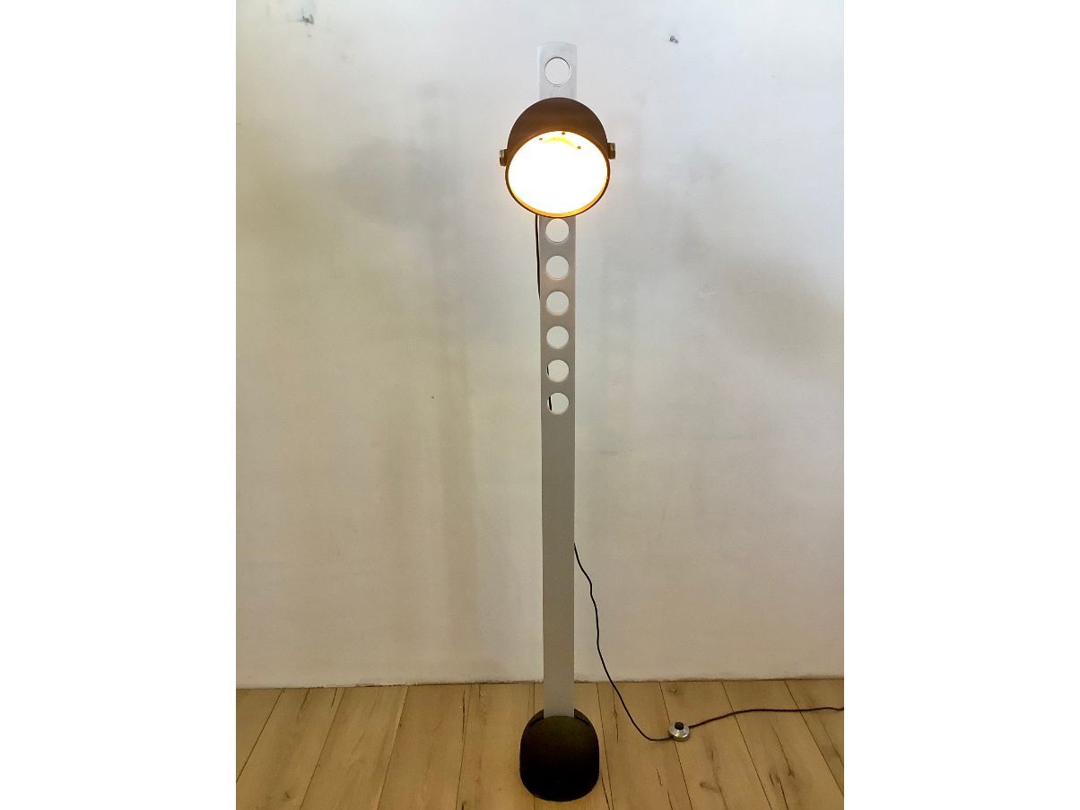 Vintage 70s perforated aluminum floor lamp Front