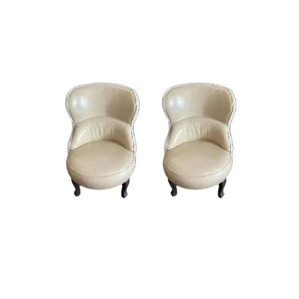 Set of 2 Sellerina leather armchairs (beige), Baxter image