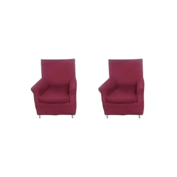 Set of 2 burgundy Press armchairs, Flexform image