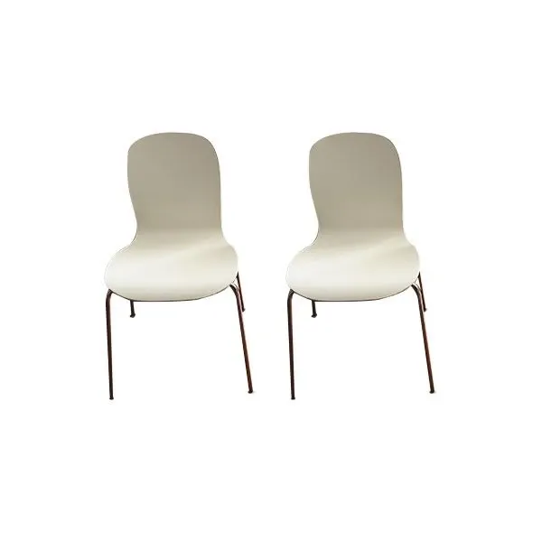 Set of 2 Tate chairs in wood and steel (white), Cappellini image