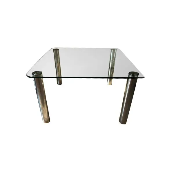 Tavolo quadrato Marcuso in acciaio e cristallo, Zanotta image