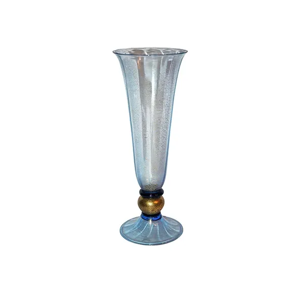 Decorative vase in Murano glass (blue), Seagulls image