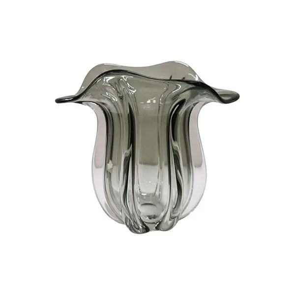 Vaso vintage in vetro fumè di Murano (anni '70), 
