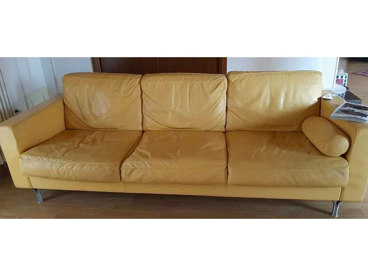 Divano 3 posti Armonia in pelle (giallo), Poltrona Frau 3