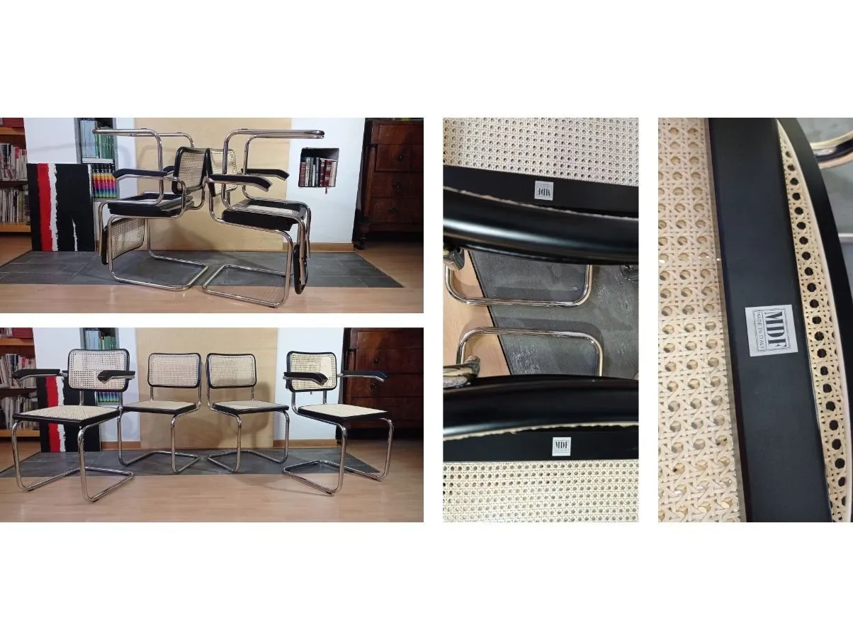 Set 4 sedie Cesca in faggio nero di Marcel Breuer, MDF Italia 9