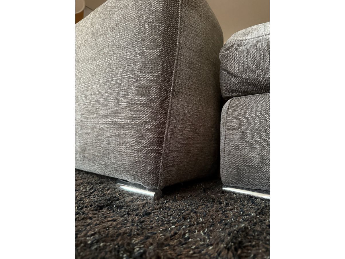 Jagger 3-Seater Sofa with Ottoman in Grey Fabric by Dordoni Details
