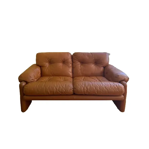 Coronado sofa in brown leather by Tobia Scarpa, B&B Italia image