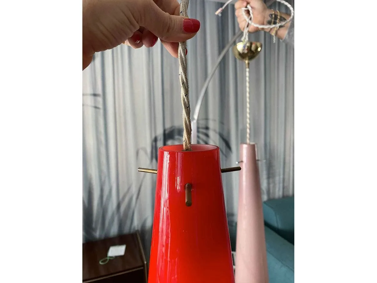 Set aus 2 Murano Glaslampen in Rot und Lila (1960er Jahre) 