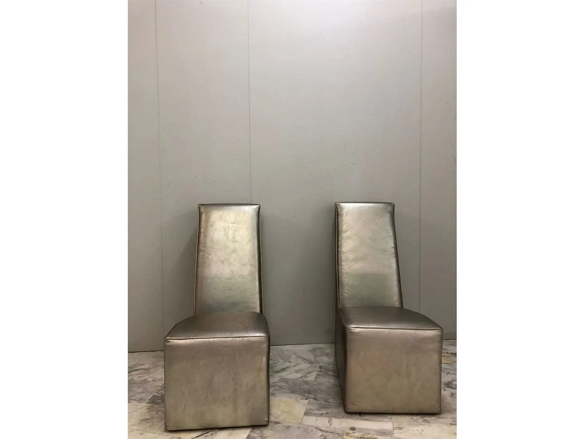 Set of 2 Graz chairs by Paola Navone leather (silver), Baxter 5