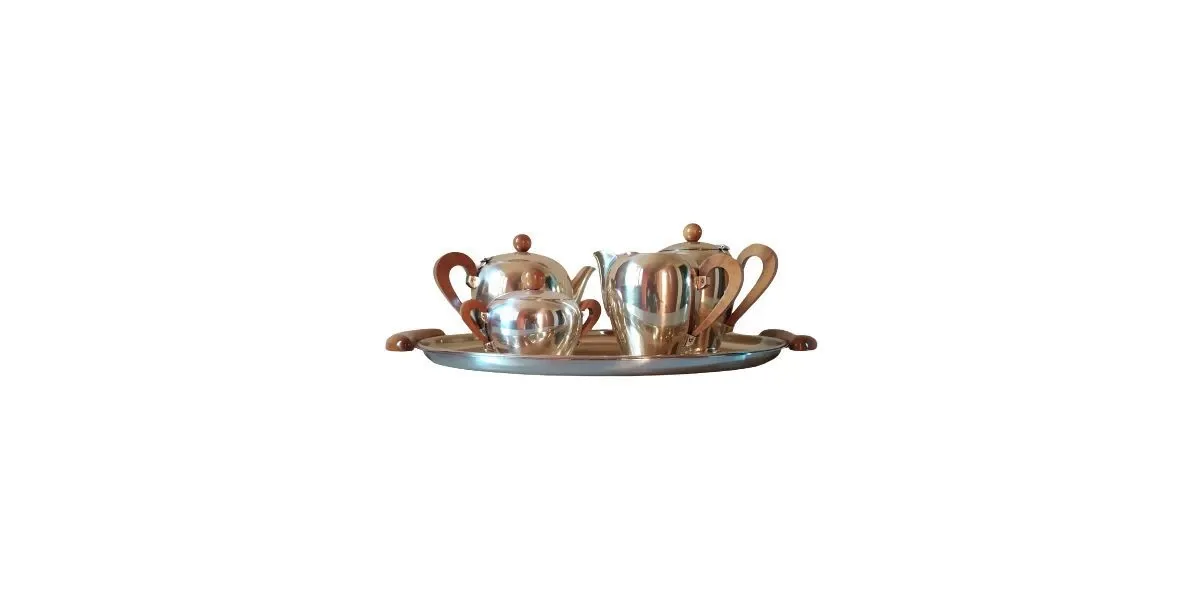 Coffee set in silver stainless steel, Alessi image