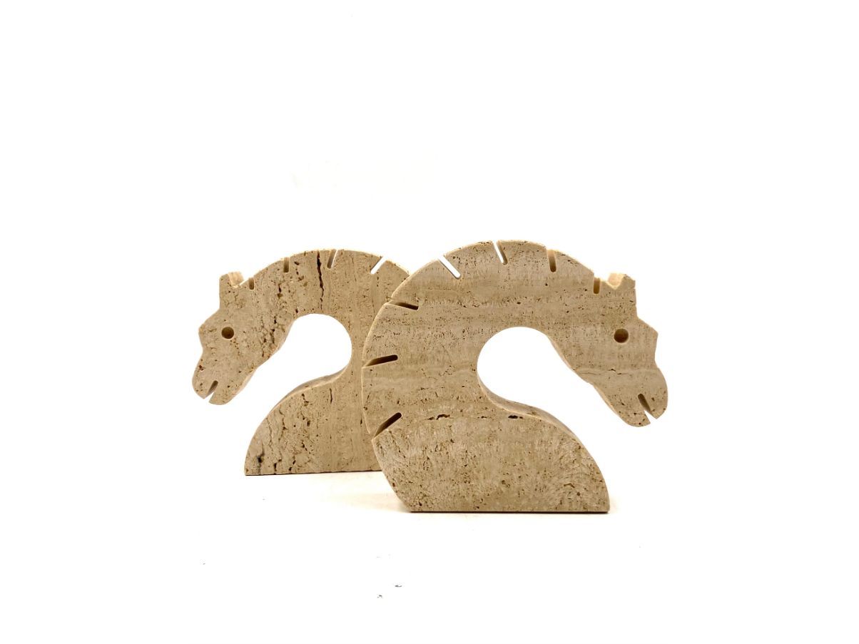 Set of 2 vintage travertine bookends (1970s) Brand