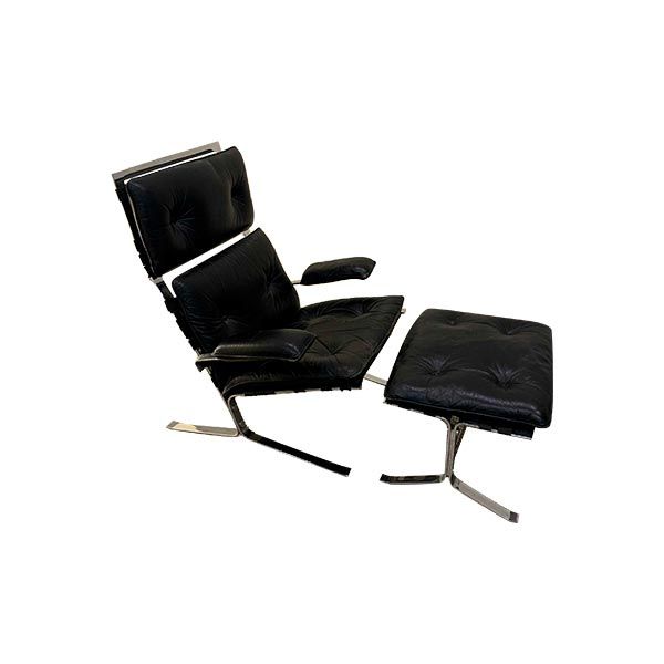 Leather lounge chair by Olivier Mourgue (1960s), Airborne image