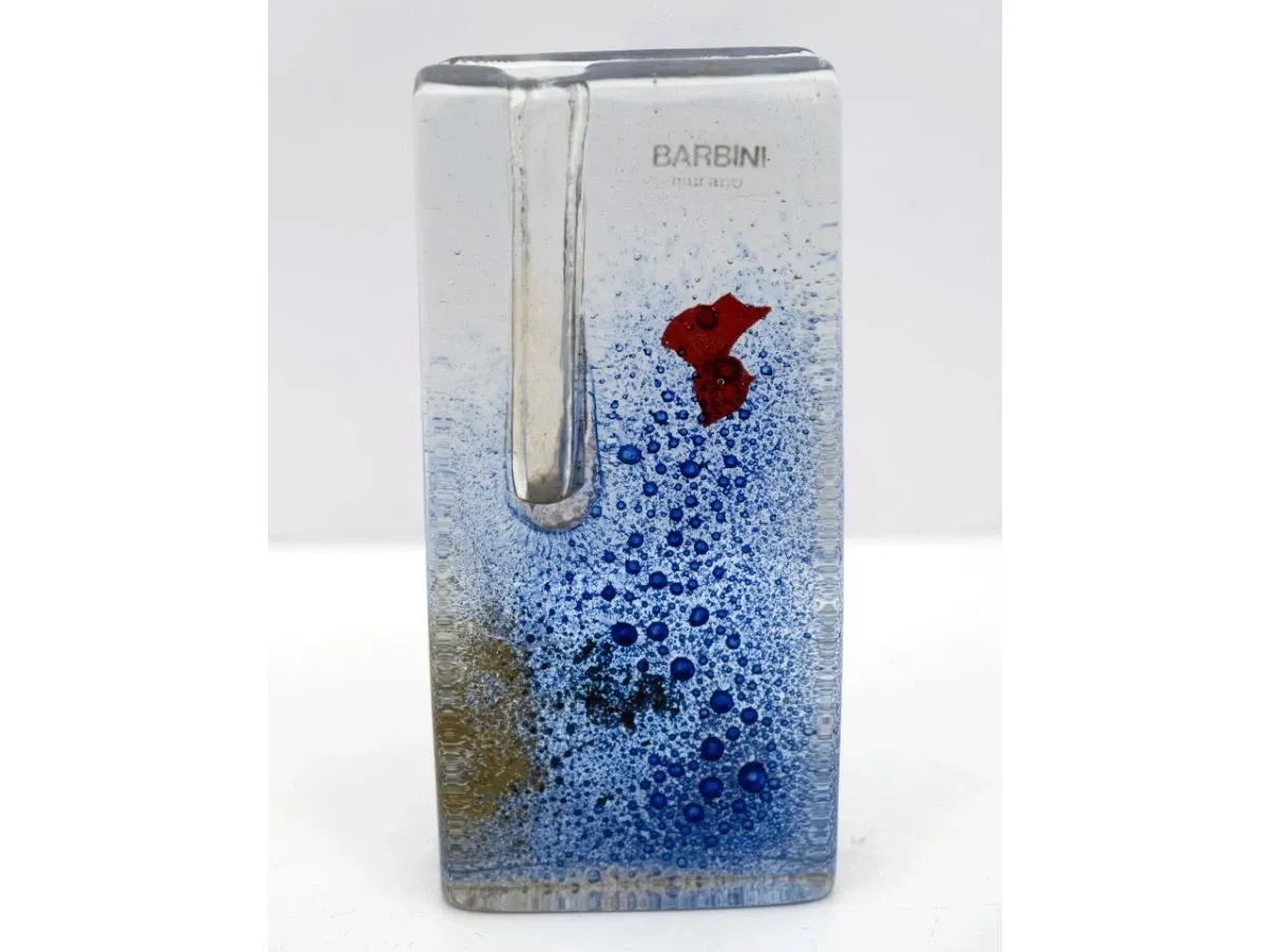 Vaso monofiore in vetro cristallo sommerso, Barbini Murano   2