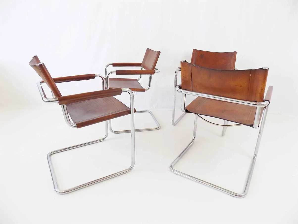 4er-Set Metallstühle mit Kunstleder (braun) 10