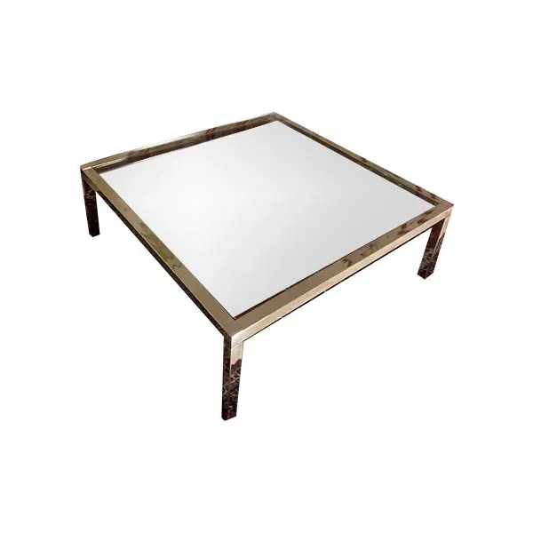 Image of Tavolino in cristallo vintage con base in metallo (anni '70)
